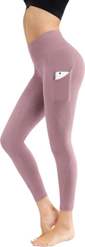 Vista 2 de Lingswallow - Pantalones deportivos de tiro alto para yoga, diseño elástico en 4 direcciones con control de abdomen y bolsillos, leggings