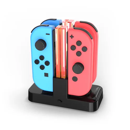 Vista 7 de Dobe - 5 in 1 Charging Dock Compatible with Nintendo Switch for Joy Con & OLED Model Controller with Lamppost LED Indication, Charger Stand Station