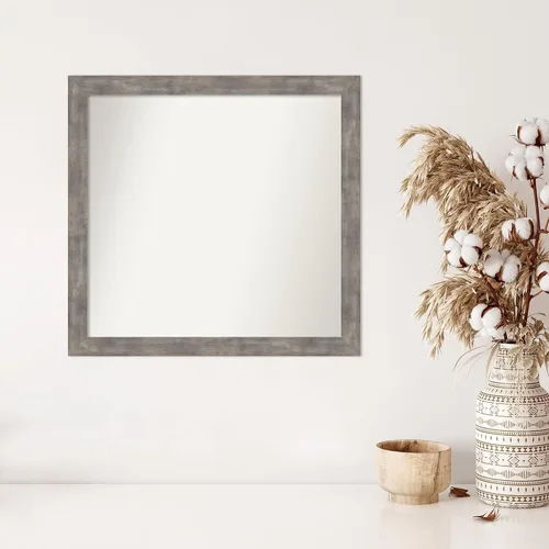 Vista 490 de Amanti Art Silver Bathroom Mirror for Over Sink, 26x35 Custom Made Marred Pewter Rectangle Vanity Mirror, Large Casual Wood Frame, Hangs Horizonally