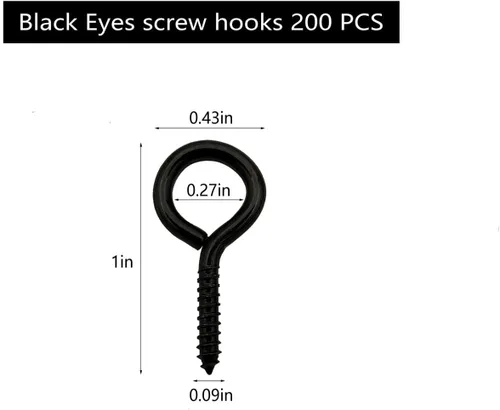 Vista 3 de Negro 200 piezas Ojos Tornillo Ganchos 1 pulgada Tornillo en Ganchos Joyería Anillo de Metal