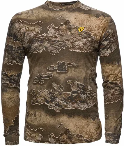 Vista 8 de SCENTBLOCKER Scent Blocker Camisa de manga larga ligera de algodón fusionado, ropa de caza camuflada Mossy Oak Bottomland Original