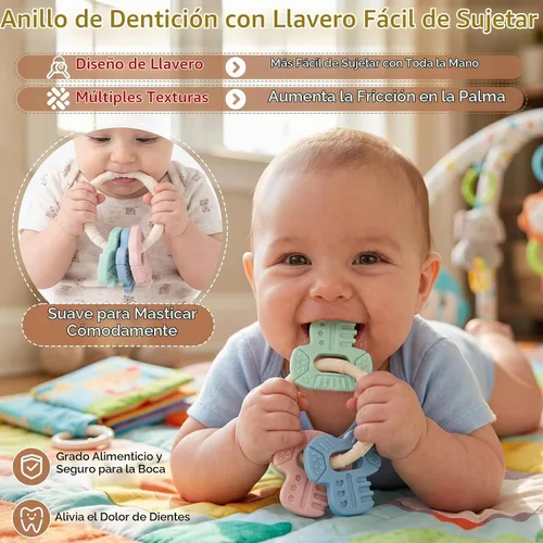 Vista 3 de La dentición del bebé juega el mordedor de las llaves del bebé del silicón Juguetes sensoriales para masticar, mordedor para el alivio