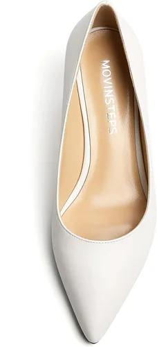 Vista 4 de MOVINSTEPS Zapatos de tacón bajo con cuña para mujer, con puntera puntiaguda, de 2 pulgadas