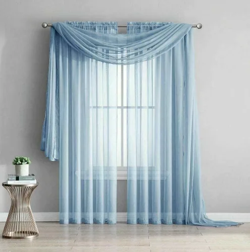 Vista 9 de Empire Home Charli - Juego de 2 paneles de cortina de gasa transparente sólida para ventana (120 pulgadas, superlargos, negro)