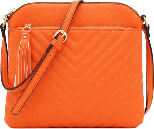 Vista 11 de Bolsa cruzada FashionPuzzle de tamaño medio con acolchado de espiga y borla Negro