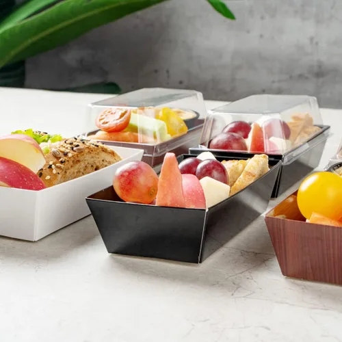 Vista 12 de Restaurantware Matsuri Vision - Bandejas de sushi de 4.7 x 2.5 x 1.4 pulgadas, 100 cajas de embalaje de sushi a prueba de grasa, tapas que se venden