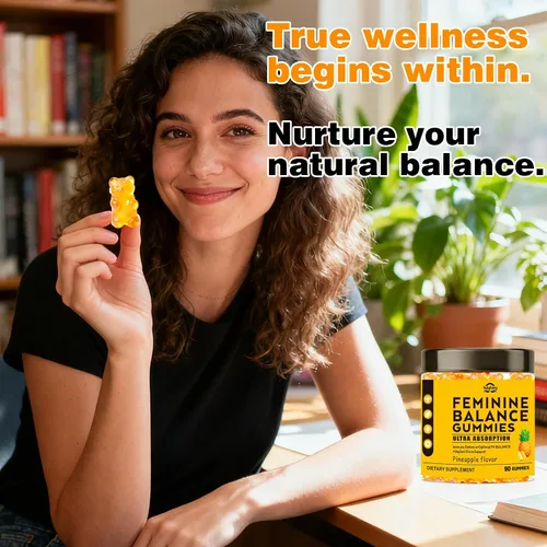 Vista 6 de Suiyilary Gomitas de probióticos femeninos para mujer, gomitas de piña para equilibrio de pH, salud vaginal premium, apoyo inmunológico, vegano, sin