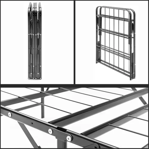 Vista 4 de Base de cama Quickbase de metal de 14 pulgadas con colchón de espuma de alta densidad de 5 pulgadas, tamaño individual, gris
