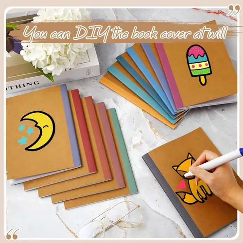Vista 5 de Harloon A5 Composition Notebook Journals 8 x 5.75 in College Ruled Kraft Notebooks with Rainbow Spines Small Lined Composition Book for Office