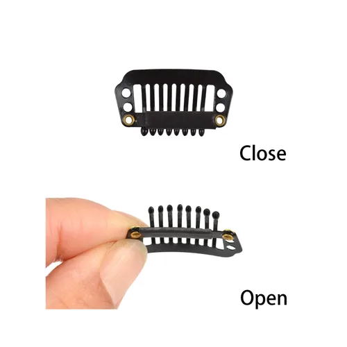 Vista 3 de 50 pinzas para extensiones de cabello de 1.102 in, 8 dientes para extensiones de cabello y extensiones de cabello (negro)