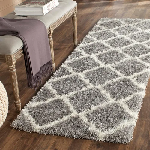 Vista 10 de SAFAVIEH Colección Montreal Shag SGM866C Trellis que no desprende pelusa para sala de estar, dormitorio, comedor y entrada, alfombra decorativa