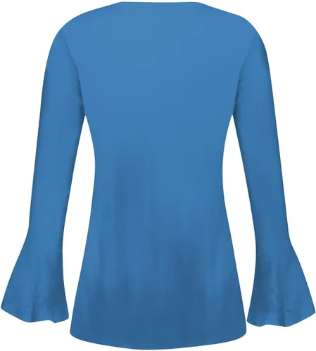 Vista 4 de XPSJBBB Womens Dressy Tops, Elbow Length Tee Shirts for Women Button Mordern Office Tee Basic Slim Fit T-Shirt with Plus
