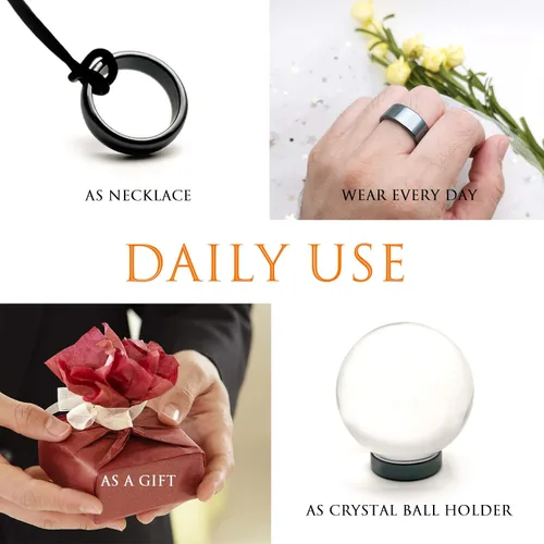 Vista 42 de Morchic - Anillos unisex de piedras de hematita, para equilibrar ansiedad, chakra raíz, (paquete de tamaños mixtos)