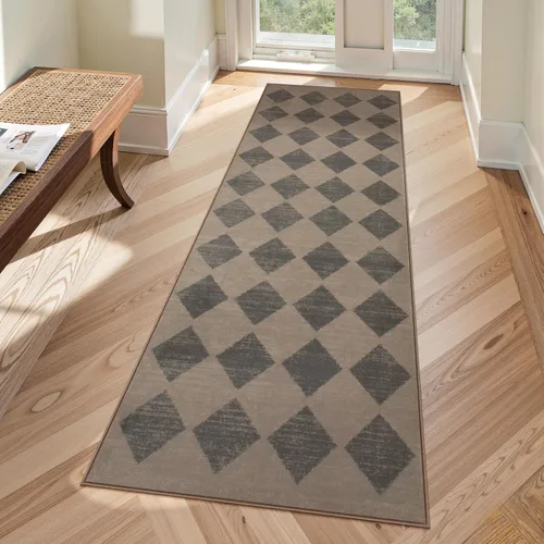 Vista 18 de Lahome - Tapete con diseño de entramado marroquí, a cuadros, pequeño, suave y antideslizante, moderno, resistente a las manchas, para puerta Negro