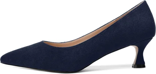 Vista 2 de Zapatos de tacón bajo para mujer, con puntera puntiaguda, sin cordones, de gamuza, de 2 pulgadas
