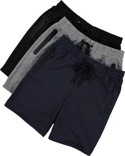 Vista 3 de PURE CHAMP Pantalones cortos de felpa francesa para hombre, paquete de 3 pantalones cortos de gimnasio para hombre, pantalones cortos