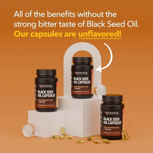 Vista 6 de Cápsulas de aceite de semilla negra con extracto de raíz de jengibre para la salud digestiva y apoyo inmunológico - Aceite de semilla de comino