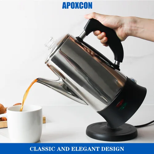 Vista 8 de APOXCON Cafetera eléctrica de acero inoxidable con perilla de progreso de cerveza transparente resistente al calor, mantiene el calor y sirve Acero