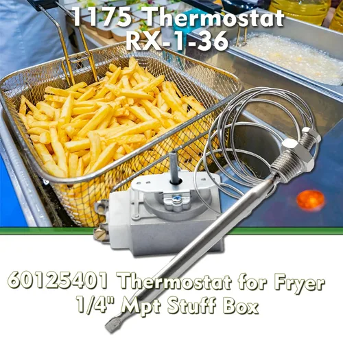 Vista 6 de RX-1-36 Termostato para freidora Caja de empaque Mpt de 1/4", termostato 60125401 para freidora profunda compatible con Pitco 60125401 apto