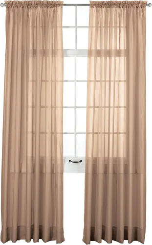 Vista 19 de Stylemaster Elegance Cenefa recta de gasa transparente, 60 x 14 pulgadas, color dorado
