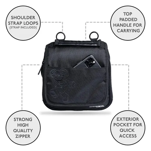 Vista 4 de Nintendo Super Mario 3DS Carrying Case Compatible With Nintendo Switch, 2DS, 3DS, 3DS XL, DS, DS XL, DS Light Handle & Shoulder Strap Traveling