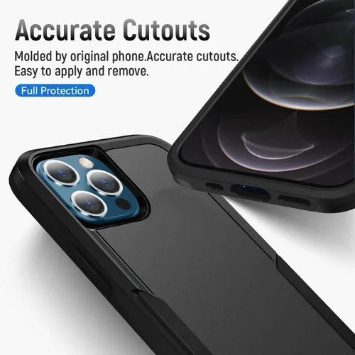 Vista 3 de Funda para iPhone 12 Pro Max, con protector de pantalla, [probada contra caídas de grado militar], resistente, resistente, a prueba de golpes