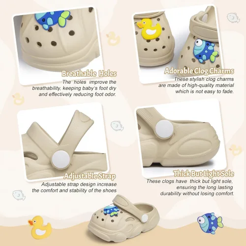 Vista 3 de Zoolar Bonitos zuecos de jardín para niños y niñas, zapatos de verano ligeros para exteriores, sandalias para niños y niñas, zapatos de playa