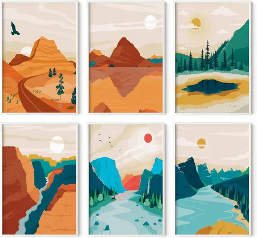 Vista 34 de HAUS AND HUES Pósteres vintage del parque nacional, juego de 6 impresiones artísticas de parques nacionales, arte de pared de naturaleza y juego