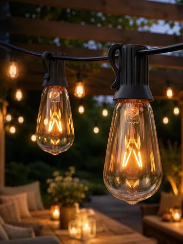 Vista 11 de Abeja Luces de Cadena para Exteriores de 20 Pies con 20 Bombillas Vintage (2 de Repuesto), Luces de Cadena ST40, Resistente al Agua, Certificación