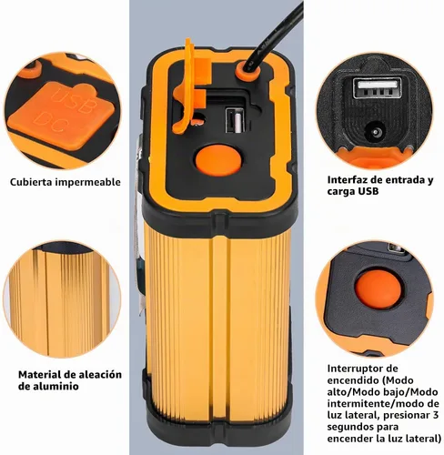 Vista 3 de Linterna de cabeza LED recargable superbrillante con 3 modos de iluminación, paquete de batería externa, faro portátil impermeable para campamento