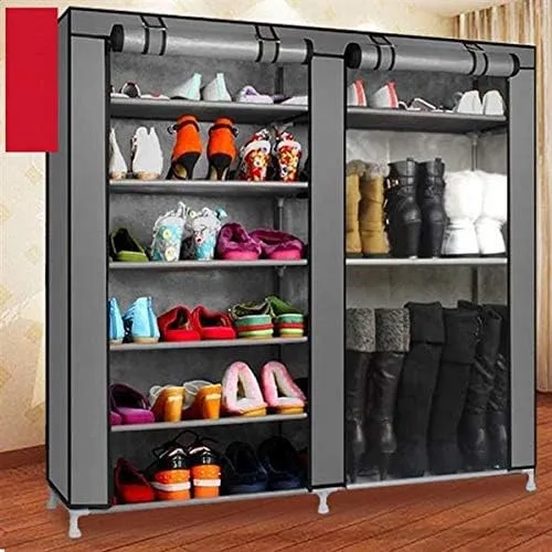 Vista 4 de Zapatero de 9 niveles, organizador de almacenamiento portátil de almacenamiento para zapatos, 10 niveles, 9 celosías, cubierta de tela impermeable