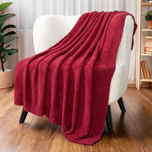 Vista 13 de PAVILIA Manta supersuave para sofá, manta mullida y acogedora de peso ligero en negro; manta de punto cálida y esponjosa para cama o sofá, 50x60