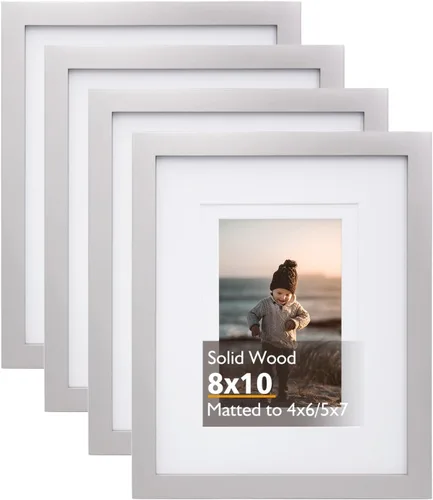 Vista 144 de KINLINK Marco de fotos de 3.5 x 5 pulgadas, color negro ceniza, marcos de madera maciza con plexiglás para mesa y montaje en pared, marcos de fotos