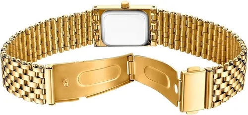 Vista 5 de MASTOP Gold Watches for Women Vintage Rectangle Quartz Watch 30M Waterproof Stainless Steel Bracelet Adjustable Ladies Wristwatch