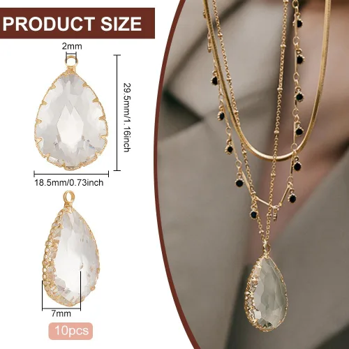 Vista 2 de BENECREAT Colgantes de Cristal de Latón con Dijes, Dijes Facetados en Forma de Gota de Lágrima para Hacer Joyas Accesorios DIY, Latón, vidrio