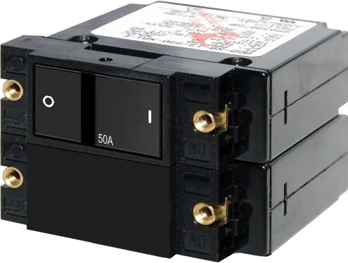 Vista 9 de Disyuntores basculantes de doble polo de Blue Sea Systems A-Series Flat Rocker