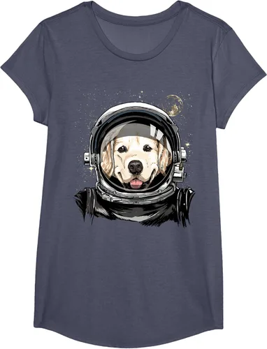 Vista 14 de Camiseta para amantes de los perros de los astronautas del espacio exterior Golden Retriever Lover, Negro