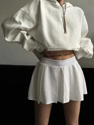 Vista 7 de Y2k - Conjunto de sudadera con capucha y falda para niñas adolescentes