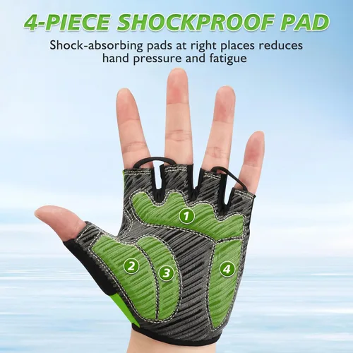 Vista 6 de Guantes de ciclismo con almohadilla absorbente de golpes, agarre extra, ajuste flexible, peso ligero, transpirable para hombres y mujeres ciclismo