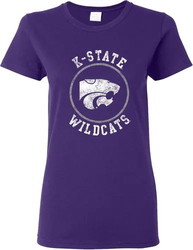 Vista 17 de NCAA - Camiseta para mujer, diseño de círculo envejecido, color del equipo, universidad