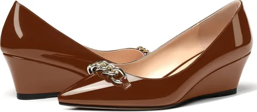 Vista 6 de WAYDERNS Zapatos de tacón bajo con cuña y puntera puntiaguda Chian para mujer, de 2 pulgadas