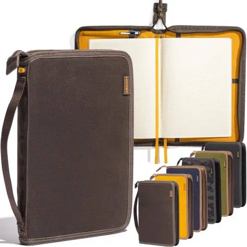 Vista 44 de LOCHBY® Carpeta Field A5 Cubierta de carpeta de 6 anillas Lona encerada resistente al agua Diseño plano Sistema A5 apto para recargar