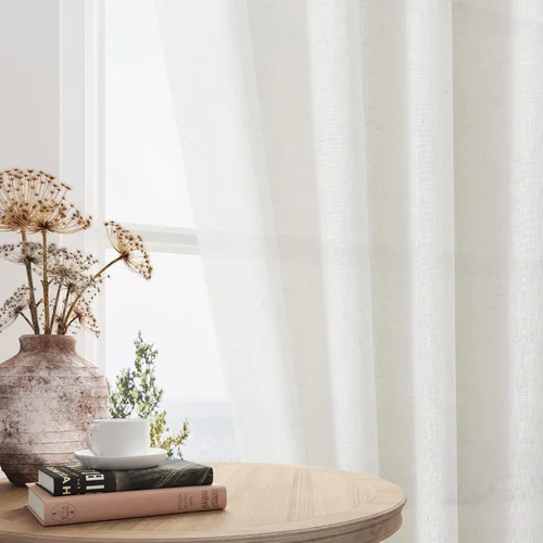 Vista 7 de Cortinas de lino extralargas de 144 pulgadas de largo para sala de estar con pestaña superior, cortinas modernas estilo casa de campo de dos pisos