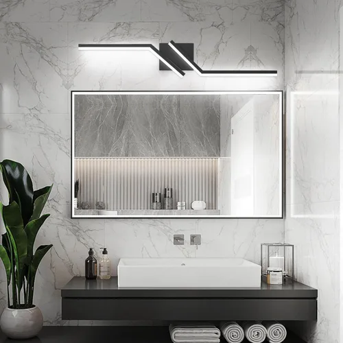 Vista 6 de Luz de tocador de baño negra de 32 pulgadas, LED moderna, 3CCT, regulable, 24 W, luminarias de baño sobre espejo 3000 K/4500 K/6000 K, 3