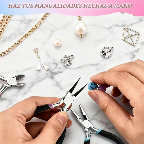 Vista 3 de URSKYTOUS Juego de 3 piezas de alicates para joyería, kit de herramientas de alicates para hacer joyas incluye alicates para joyería de punta