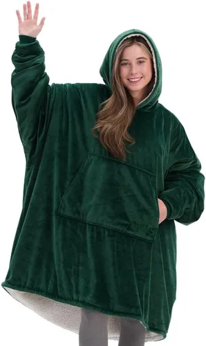 Vista 22 de THE COMFY Original - Manta de forro polar de microfibra con forro sherpa, diseño de gran tamaño con capucha y bolsillo de Shark Tank
