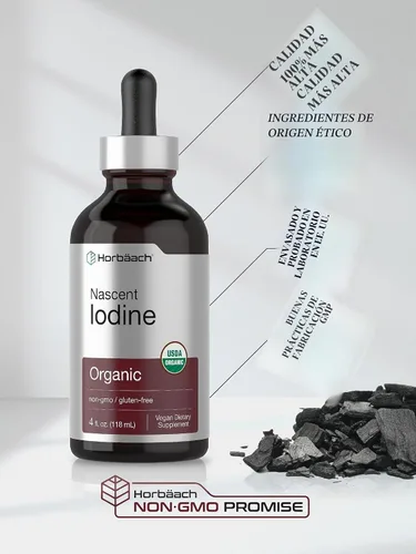 Vista 6 de Horbäach Yodo naciente 325mcg 4oz Suplemento líquido orgánico