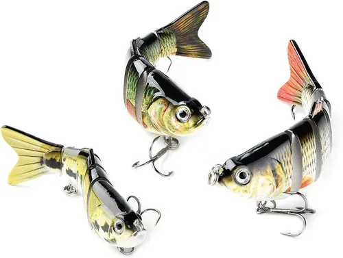Vista 2 de Señuelos de pesca realistas para lubina, trucha, lucioperca, pez depredador, cebos realistas de peces multiarticulados, kits de aparejos de pesca