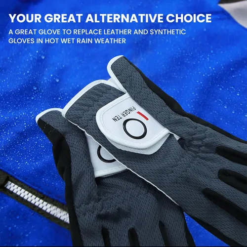 Vista 3 de FINGER TEN Guantes de golf para hombre para golfista diestro o zurdo, agarre para lluvia, valor 2 unidades, guante de golf para mano izquierda