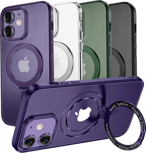 Vista 7 de MAGIC JOHN Funda para iPhone 11 [compatible con Magsafe] [con soporte de metal magnético] [a prueba de golpes de grado militar] Negro